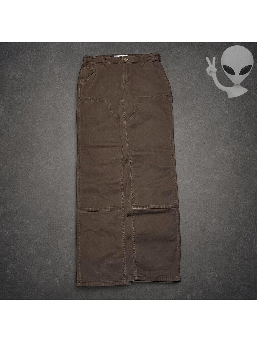 Carhartt Loose Fit Canvas Work Pants Womens 4 Tall Dark Brown Utility Dungaree
